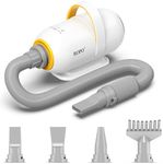 ROPO Dog Dryer Pet Dryer Dog Grooming Dryer, pet Hair Dryer,Dog Hair Dryer,High Power Intelligent Digital Screen Display Dog Water Blower Adjustable Speed and Temperature (White, SE01)
