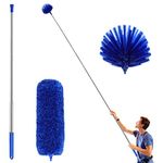 Upgraded Two-Piece dust Removal Set, Spider Web dust Removal, Microfiber Feather Duster, with 100-inch Telescopic Telescopic Rod, high-Altitude dust Collector(Blue)