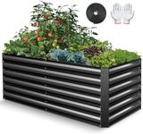 Homdox 6 * 3 * 2FT/266 Gallon Universal Raised Garden Bed, Outdoor Thickened Raised Garden Planter Box for Vegetable Flower Fruit, Rectangular Metal Planter Garden Box for Garden Yard, Black