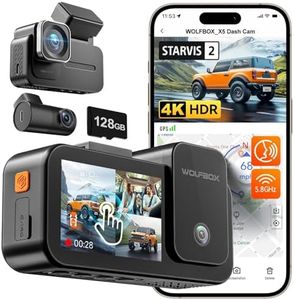 WOLFBOX X5 New 3 Channel 4K HDR Dash Cam, STARVIS 2 IMX678,4K+2.5K+1080P Front and Rear Inside Car Camera with 128GB Card, Voice Control, 5.8GHz WiFi GPS, Touch Screen, Digital Signal, Support 512GB