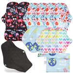 Rovtop 12 Pcs Reusable Sanitary Pads,Washable Cloth Menstrual Pads/Menstrual Towel，4 Size Replace with 1 Mini Portable Bag