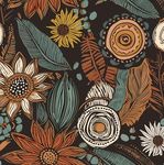 Boho Floral Wallpaper Peel and Stick,Vintage Botanical Contact Paper 17.5" x 118", Retro Flowers Wall Paper Self Adhesive Removable Waterproof for Walls Shelves Cabinet Table (Orange, Blue, Brown)