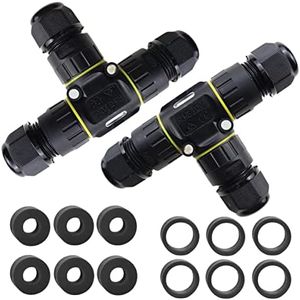 IP68 Waterproof Cable Connector 3-Channel 3-Poles, Outdoor Waterprrof Junction Box Connector,Ideal for 2 or 3 Pin Cables Ø4-12mm,Use for Outdoor Billboards,Tunnel Lights,Road Landscape Lights