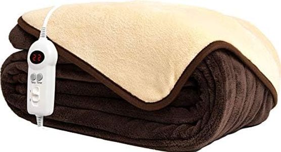 Homefront Electric Heated Throw/Over Blanket in Chocolate/Cream - XL Family Size Reversible (130 x 200cm) - Easy To Use, Digital Control - Machine Washable - Ultra Soft Premium Luxury Finish