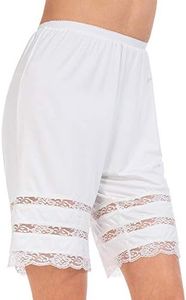 MANCYFIT Half Slip Shorts Culotte for Women Split Skirt Lace Pettipants Snip 7-9” Inseam White XX-Large