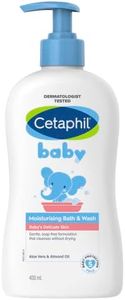 Cetaphil Baby Moisturising Bath & Wash 400ml, For Gentle Cleansing of Delicate Skin, Tear Free, Soap Free, Hypoallergenic, pH balanced, With Aloe Vera & Almond Oil, Dermatologically Tested