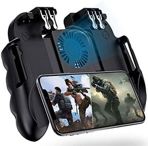 4 Trigger Mobile Game Controller with Cooling Fan for PUBG/Call of Duty/Fortnite [6 Finger Operation] YOBWIN L1R1 L2R2 Gaming Grip Gamepad Mobile Controller Trigger for 4.7-6.5" iOS Android Phone