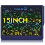 Wicue 15in LCD Writing Tablet with Stylus, Portable Erasable Electronic Magic Drawing Pads, Colorful Screen Doodle Board, Gifts for Boys and Girls, Memo, Children School Educational Toys(Dark Blue)