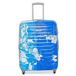 Skybags Trooper 75 Cms Large Check-In Polycarbonate Hardsided 4 Wheels Spinner Luggae/Speed_Wheel Suitcase/Trolley Bag- Blue And White