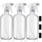 BELLE VOUS 3 x 250ml/8.79oz Empty Refillable Clear Glass Spray/Mist Bottles - Durable Trigger Sprayer Bottle Container Set - 2 Stream Settings for Cleaning Products, Aromatherapy & Essential Oils