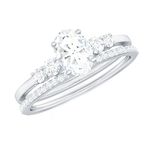 Moissanite Solitaire Ring Set with Stackable Band, 5X7 MM Oval, 1 Carat, Engagement Wedding Ring, 925 Sterling Silver, Size:US 10.75