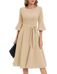 HomRain Dress for Women Long Sleeve Formal Dress Casual Dress Cocktail Dress Church Dress Wedding Guest Dress,Champagne M