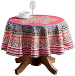 Maison d' Hermine 100% Cotton Table Cover - 69" Diameter Round Decorative Tablecloth - Tablecloths for Dining, Home, Farmhouse & Party - for Thanksgiving & Christmas - Ispahan Collection