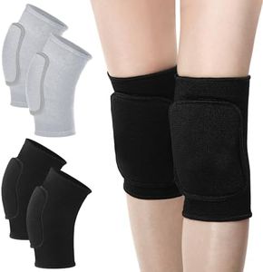 Zomiboo 4 Pcs Kids Knee Pad Dance Volleyball Knee Pads Anti Slip Sponge Kneepads Soft Elastic Knee Protector for Dancers Girls Boys Sports Dance Skating Cycling(Black, Gray,X-Small)