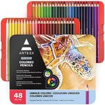 ARTEZA 48 Professional Colouring Pencils in a Tin Box, Soft Wax-Based Cores, for Drawing, Sketching, & Shading, Vibrant Coloured Pencils for Artists