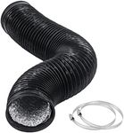 CABAX 4 Inch 5 Feet Air Ducting, Flexible Black Aluminum Dryer Vent Hose for HVAC Ventilation Fan Filter and Grow Tent with 2 Clamps