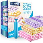 STORAGE MASTER Space Saver Bags for Travel and Home Reusable Vacuum Storage Bags Save 80% More Storage Space with Travel Hand Pump (6-Combo(2L+2M+2S))