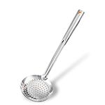 TENTA KITCHEN Dia 16CM One-Piece Stainless Steel Skimmer/Slotted Spoon/Strainer Ladle with ABS Plastic Heat Resistant Handle