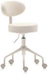 DR.LOMILOMI Pneumatic Swivel Rolling Stool Chair with Backrest 503 Kai (Cream)