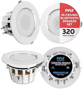Pyle 4" In-Ceiling In-Wall Speakers - 320 Watts Max, 2-Way Stereo Sound, Flush Design w/ BT Wireless Receiver, LED Light, & Spring Loaded For Easy Installation- PDIC4CBTL4B (4 Speakers)