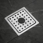 Lipka Stainless Steel YU Square Floor Water Drain/Plain Jali, Grating Trap Plain Hole Drain Cover with Lock for Bathroom and Kitchen - Rust-Free, Corrosion-Resistant, Durable (Silver, 5" X 5")