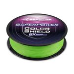 KastKing Superpower ColorShield Braided Fishing Line, Neon Green,30LB,500Yards,X8