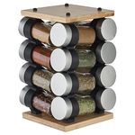 Cole & Mason Blyth Classic Wooden 16 Jar Carousel Bamboo - Spice Rack with Spice Jars Included - Rotating & Spinning Spice Carousel - Four-Tier Organizer - Hand Wash