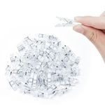 WisePoint Mini Clear Photo Clips 100pcs, Plastic Clothes Line Clips Mini Transparent Plastic Clips for Crafts, Gift Wrapping, Picture Hanging, Photo Display (transparent)