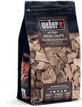 Weber Hickory Wood Chips | Hardwood Cooking Pellets | 0.7 kg | BBQ Smoker Wood Chips | Barbeque & Smoker Fuel | Alternative to Briquettes, 100% Natural for Wood Fired Grills (17624), Brown