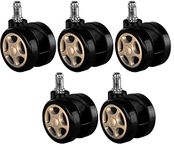 TEKEFT Office Chair Wheel Heavy Duty Castor Pin Type Revolving Set of 5 Replacement Wheels for Computer and Gaming Chair (Gold)