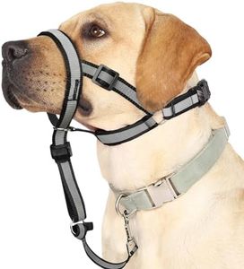 Collier de tête réfléchissant, Collier Anti-Traction pour Grands Chiens, Laisse muselière Anti-Traction pour Chiens de Grande Taille, Licol Souple réglable, Laisse de Nez pour Un contrôle Facile Lors
