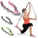 Acupoint Yoga Stretching Strap With Loops 12-Loop Exercise Strap for Physical Therapy, Flexibility, Pilates, Dance, Gymnastics, Recovery, Workout - Non-Elastic Premium-Woven Nylon Stretch Band (Pink)