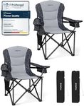 KingCamp Camping Chairs for Adults Set of 2, Heavy Duty Folding Camping Chair Up to 452 lbs, Padded Camp Chair with Armrest/Cooler Bag/Lumbar Back/Cup Holder, High Back Chairs for Garden Beach, Grey