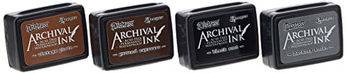 Ranger Distress Archival Ink Kit 3-Hickory Smoke/Vintage Photo/Ground Espresso/Black Soot, Various, 4 Mini Pads