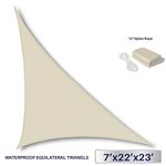 Windscreen4less 7' X 22' X 23.1', Beige Terylene Waterproof Sun Shade Sail Uv Blocker Triangle Sunshade Patio Canopy Sail 7' X 22' X 23.1' in Color