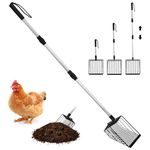 NQEUEPN Metal Chicken Litter Scooper, Detachable Cat Litter Scoop Long Handle Litter Scooper for Chicken Coop Stainless Steel Heavy Duty Sifting Shovel for Chicken Coop Accessories