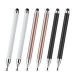 AmberVec Stylus Pen for Touchscreen, 2 in 1 Stylists Pens Compatible with iPhone iPad & All Touch Screens Devices: Tablets, Android, Laptop, Computer [6 Pack]-Black, Rose Gold, White