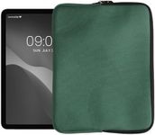 kwmobile Case Compatible with 12,4"-12,9" Tablet Cover - Tablet Sleeve - Protective Canvas 28.7 x 21.7 cm - Dark Green