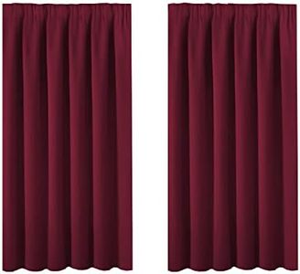 BellaHills Blackout Curtains Thermal Insulated Room Darkening Winow Treatment Pencil Pleat Curtains/Drapes, 66 x 54 Inch, 2 Panels, Burgundy