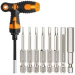 Allen Key Bit & Ratchet Screwdriver Set Hakkin 8Pcs H1.5-H8 50mm Impact Hex Head Allen Wrench Drill Bits S2 Steel Magnetic 1/4” Hex Shank Hex Bit Set for Screwdriver, Impact Drill, Ratchet Wrench etc