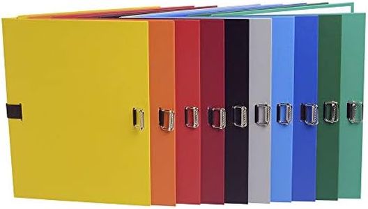 Exacompta - Réf. 720E - Carton de 10 chemises à dos extensible en papier toilé couleur - dos extensible jusqu'à 13 cm - fermeture par sangle - dim 24 x 32 cm - pour format A4 - couleurs assorties