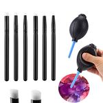 7PCS Mini Ink Paints Brush Blending Tools and Air Blower 2 Kinds of Head Smooth Blending Ink Painting Small Brushes Hand Tools for DIY Scrapbooking Paper Cards MakingEmbossing Painting Rendering