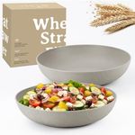 Wrova 2 Pack Salad Bowls,10 inch 65 oz Large Salad Bowl Set,Deep Bowl for Kitchen,wheat straw bowls Set for Soup,Cereal,Ramen,Fruit,Salad,Dishwasher & Microwave Safe,Easy Clean.Gray