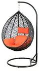 BRIGHT FURNITURE Single Seater Swing Chair Hammock Swing Chair with Stand & Cushion Hammock Hanging Jhula for Indoor, Outdoor, Balcony,Home, Patio, Yard, Balcony, Garden(Brown Swing & Orange Cushion)