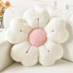 Ddliury Flower Pillow, Flower Shaped Pillow Decorative Throw Pillows for Bed Couch, Cute Daisy Pillow Dorm Decor Floor Seating Cushion (White, 15 Inches)