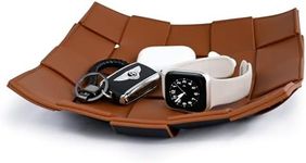 Reversible PU Leather Valet Tray for Men, Key Bowl for Entryway Table, Bedside Nightstand Desk Catchall Storage Organizer Tray, EDC Dump Tray for Wallet, Keys, Coin, Jewelry