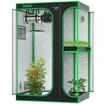 VIVOSUN D436 2-in-1 4x3 Grow Tent, 48"x36"x72" High Reflective Mylar with Multi-Chamber and Floor Tray for Hydroponic Indoor Plant