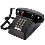 TOPZEA Retro Corded Desk Phone, Single Line Desk Telephone Landline Telephone with Loud Ringer Old Style Desk Phone for Home and Office, Black