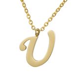 Morella Women's Stainless Steel Necklace Gold with Pendant Letter U