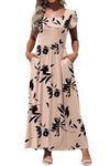 MOLERANI Summer Long Dresses for Women Petal Sleeve Maxi Dress with Pockets Floor Length,Shadow Flower,2XL